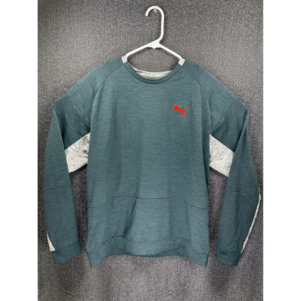 Puma Cloudspun Mens Training Sweatshirt Teal Gray Crew Neck Pullover Size Medium